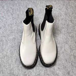 DR MARTENS Chelsea Womens 6 Mens‎ 5 White Smooth Leather Boots 2976 Quad Doc EUC